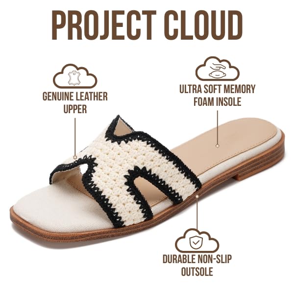 Project Cloud Women's | Genuine Leather Flat Summer Sandals | Memory Foam | Lightweight | Non-Slip - Jannel - Project Cloud - Sandals -Shop Project Cloud premium footwear Now!