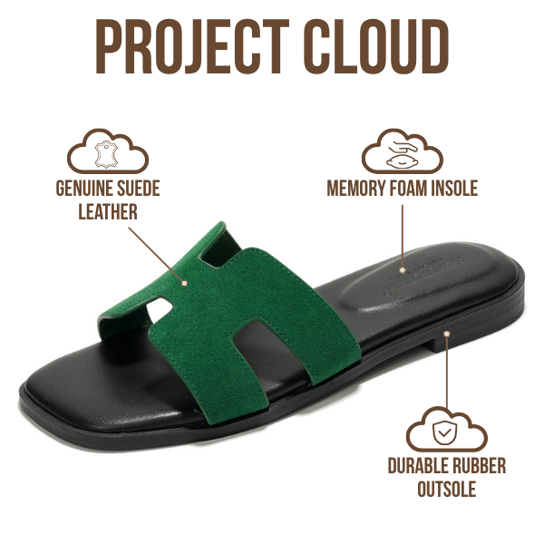Project Cloud | "Jannel" Women Flat Summer Sandals | Genuine Leather | Memory Foam | Lightweight | Non-Slip