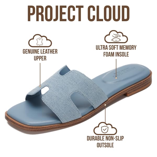 Project Cloud Women's | Genuine Leather Flat Summer Sandals | Memory Foam | Lightweight | Non-Slip - Jannel - Project Cloud - Sandals -Shop Project Cloud premium footwear Now!