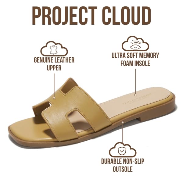 Project Cloud Women's | Genuine Leather Flat Summer Sandals | Memory Foam | Lightweight | Non-Slip - Jannel - Project Cloud - Sandals -Shop Project Cloud premium footwear Now!