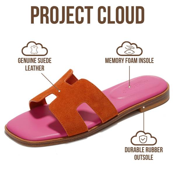 Project Cloud | "Jannel" Women Flat Summer Sandals | Genuine Leather | Memory Foam | Lightweight | Non-Slip