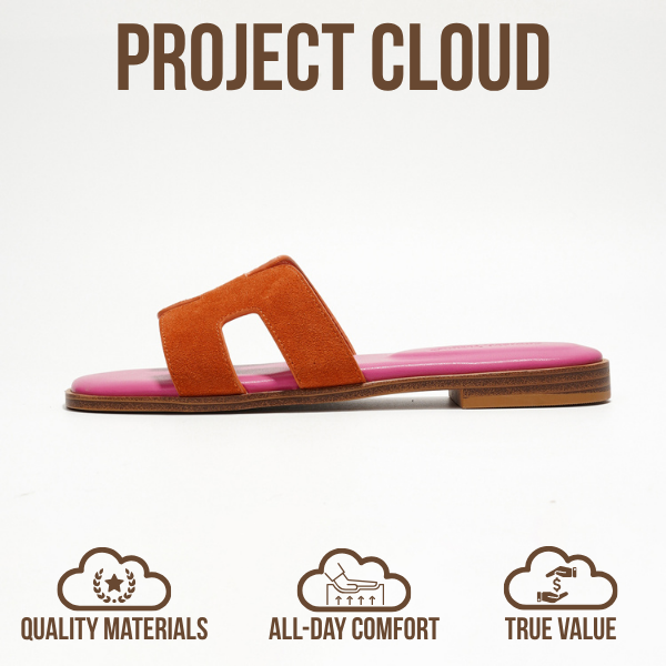 Project Cloud | "Jannel" Women Flat Summer Sandals | Genuine Leather | Memory Foam | Lightweight | Non-Slip