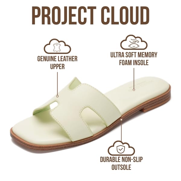 Project Cloud Women's | Genuine Leather Flat Summer Sandals | Memory Foam | Lightweight | Non-Slip - Jannel - Project Cloud - Sandals -Shop Project Cloud premium footwear Now!