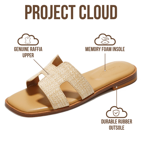 Project Cloud | "Jannel" Women Flat Summer Sandals | Genuine Leather | Memory Foam | Lightweight | Non-Slip