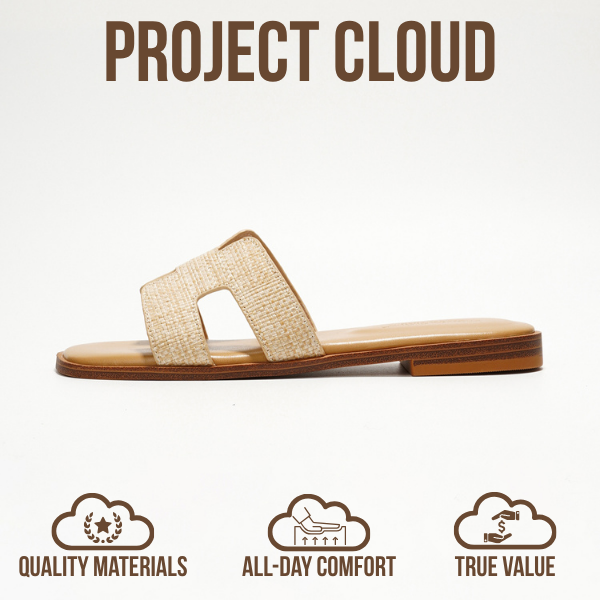 Project Cloud | "Jannel" Women Flat Summer Sandals | Genuine Leather | Memory Foam | Lightweight | Non-Slip