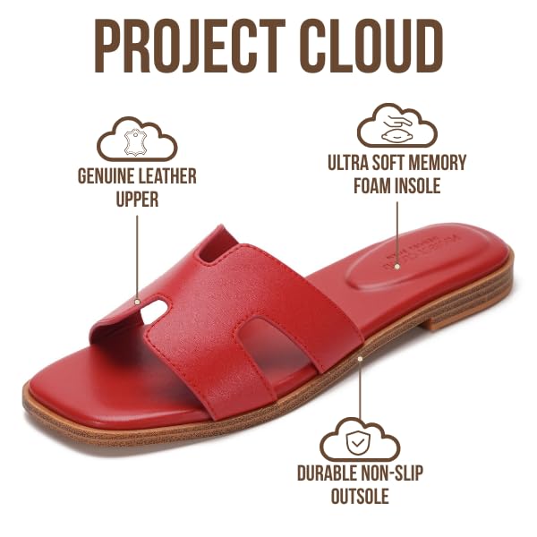 Project Cloud Women's | Genuine Leather Flat Summer Sandals | Memory Foam | Lightweight | Non-Slip - Jannel - Project Cloud - Sandals -Shop Project Cloud premium footwear Now!