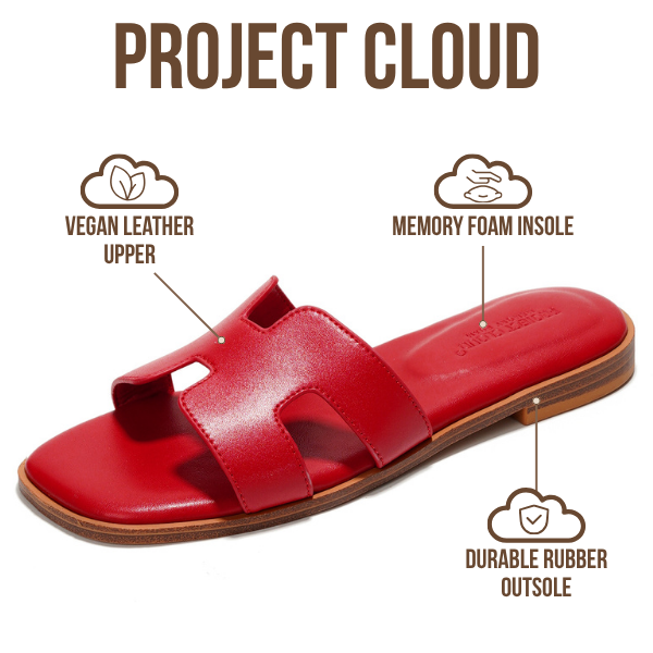Project Cloud | "Jannel" Women Flat Summer Sandals | Genuine Leather | Memory Foam | Lightweight | Non-Slip