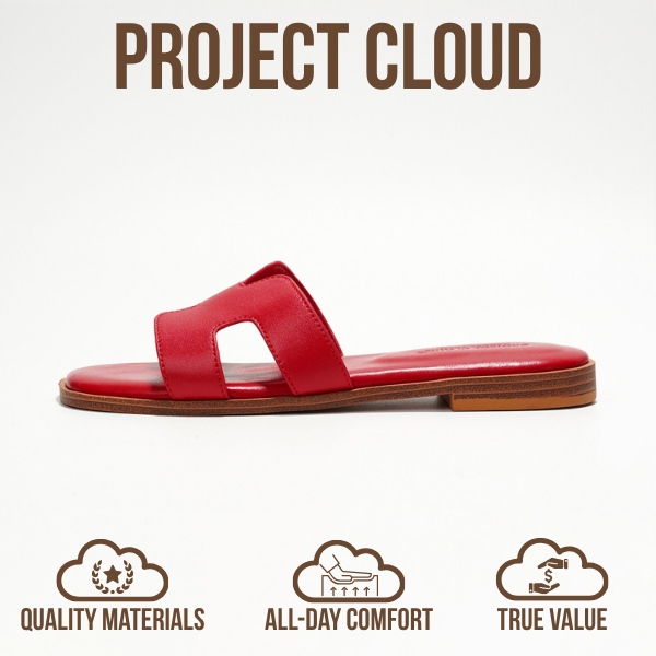 Project Cloud | "Jannel" Women Flat Summer Sandals | Genuine Leather | Memory Foam | Lightweight | Non-Slip