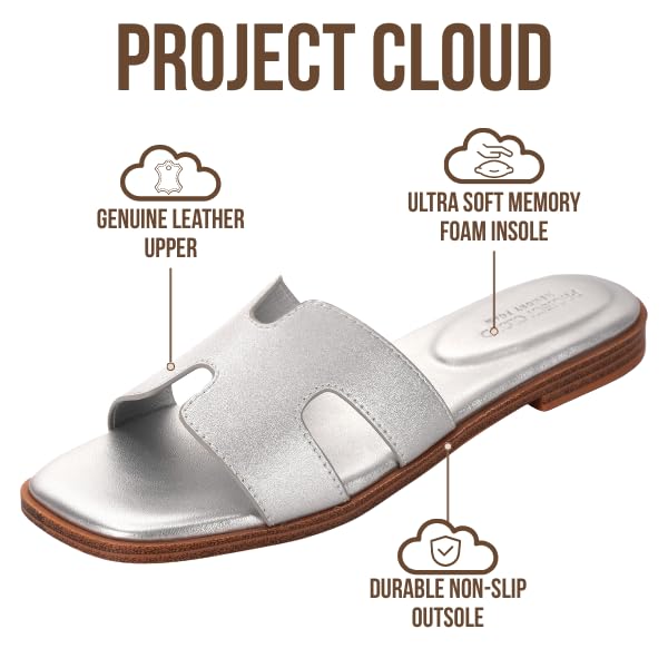 Project Cloud Women's | Genuine Leather Flat Summer Sandals | Memory Foam | Lightweight | Non-Slip - Jannel - Project Cloud - Sandals -Shop Project Cloud premium footwear Now!