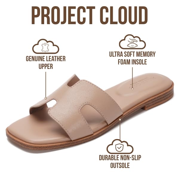 Project Cloud Women's | Genuine Leather Flat Summer Sandals | Memory Foam | Lightweight | Non-Slip - Jannel - Project Cloud - Sandals -Shop Project Cloud premium footwear Now!