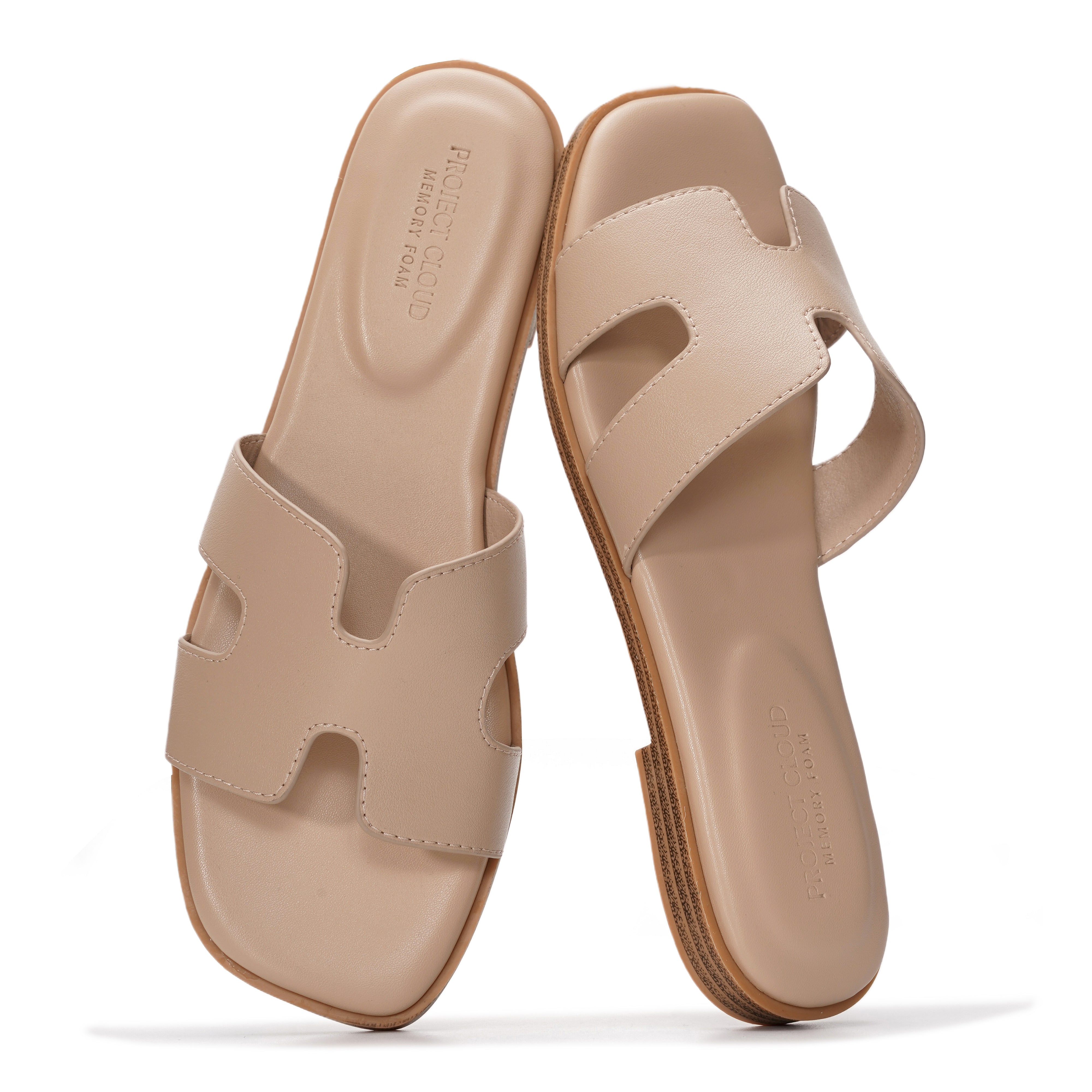 Project Cloud Women's | Genuine Leather Flat Summer Sandals | Memory Foam | Lightweight | Non-Slip - Jannel