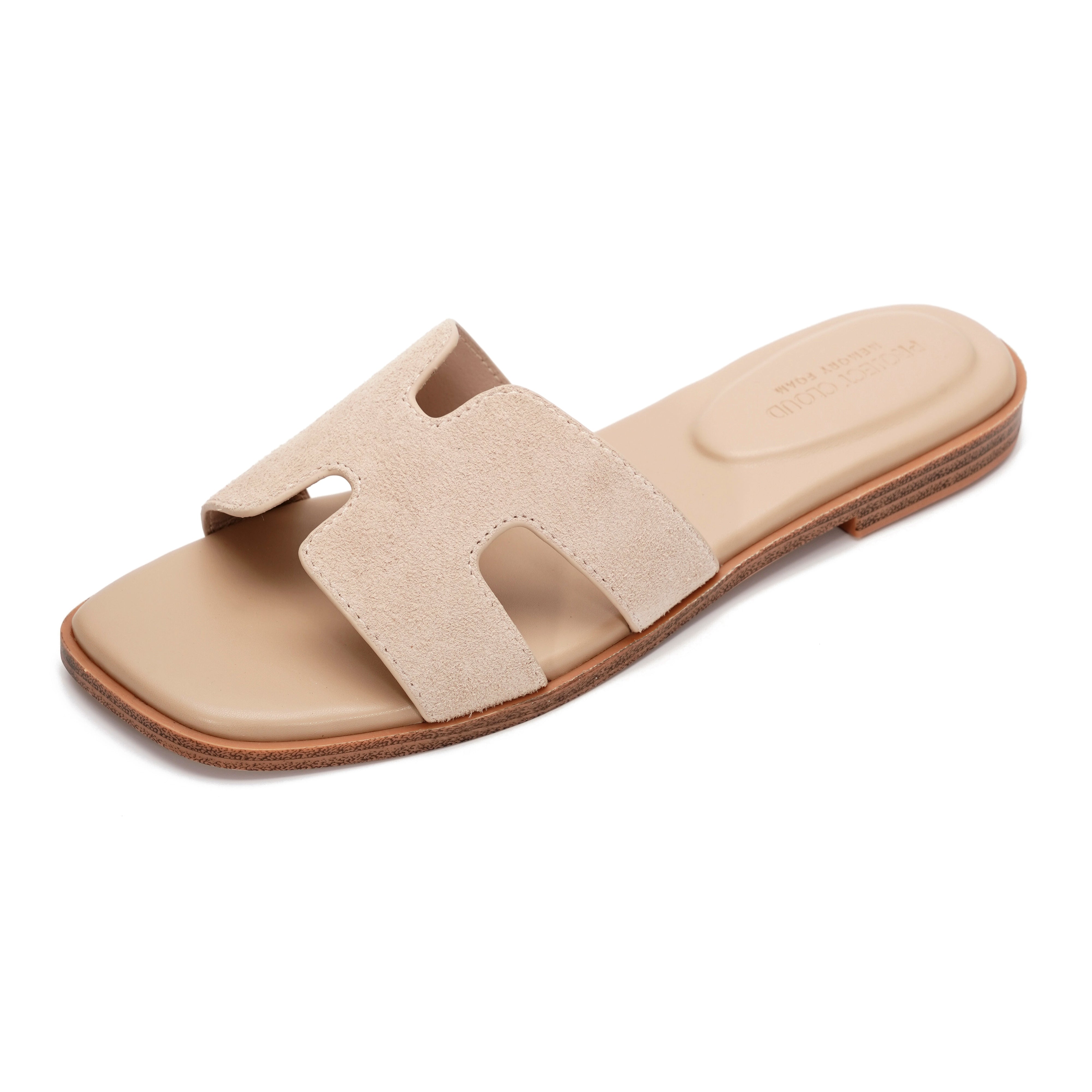 Project Cloud Women's | Genuine Leather Flat Summer Sandals | Memory Foam | Lightweight | Non-Slip - Jannel