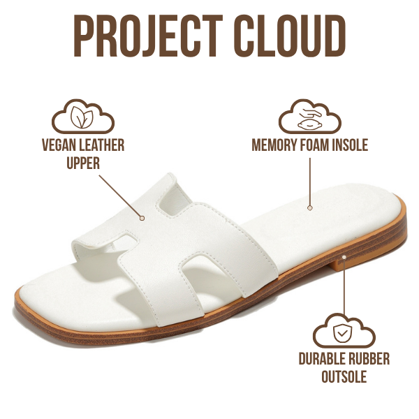 Project Cloud | "Jannel" Women Flat Summer Sandals | Genuine Leather | Memory Foam | Lightweight | Non-Slip