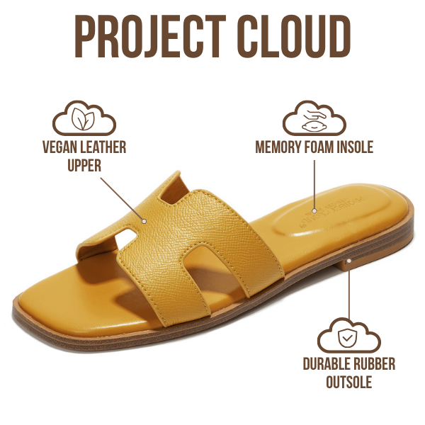Project Cloud | "Jannel" Women Flat Summer Sandals | Genuine Leather | Memory Foam | Lightweight | Non-Slip