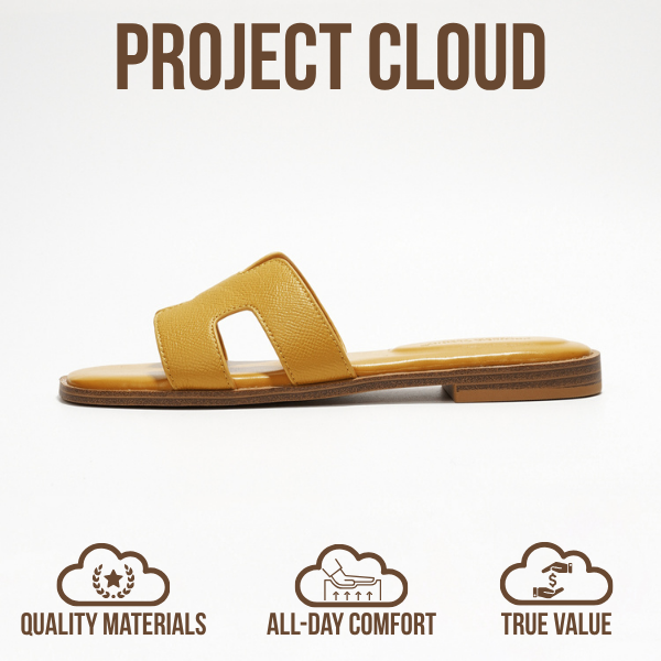 Project Cloud | "Jannel" Women Flat Summer Sandals | Genuine Leather | Memory Foam | Lightweight | Non-Slip