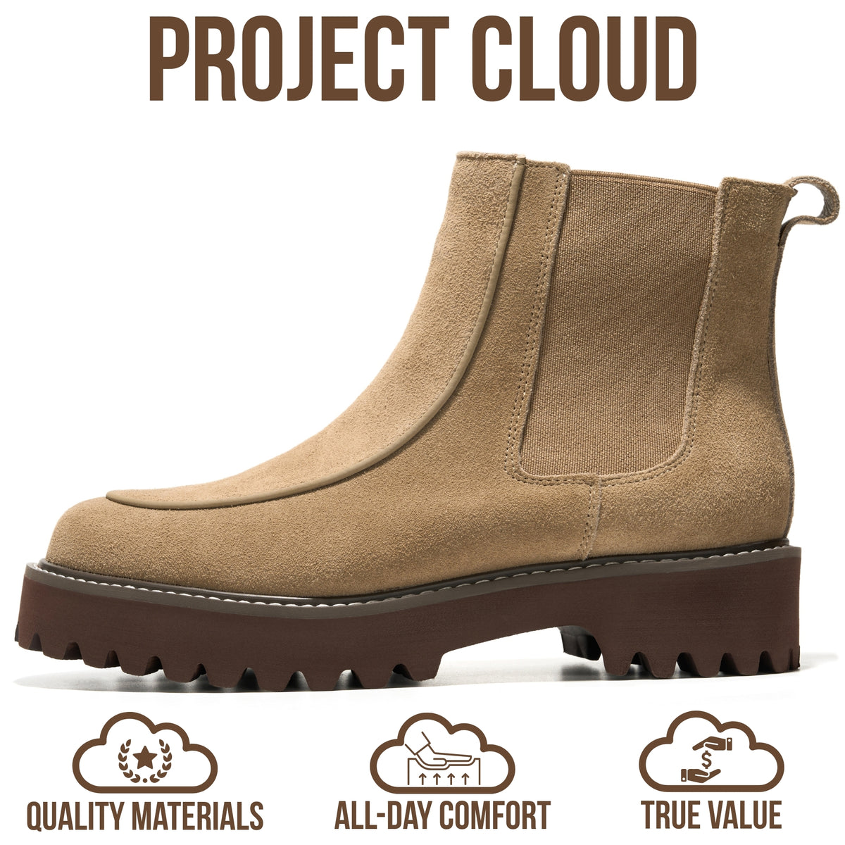 Project Cloud Women's | 100% Genuine Leather Chelsea Boots Women| Memory Foam Insole | Lightweight | Non-Slip - Jasmine
