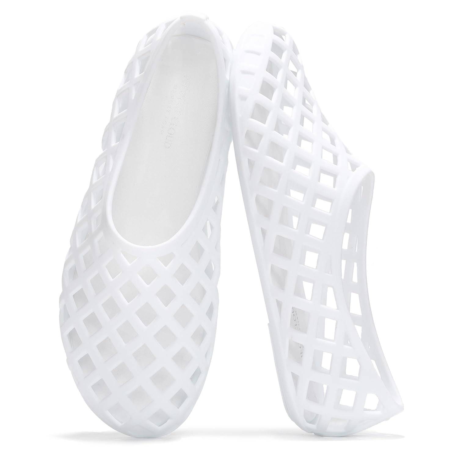 Project Cloud Jellz white ballet flats, waterproof openwork design for women, perfect for summer