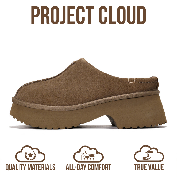 Zuecos de gamuza Johnna de Project Cloud: comodidad de espuma y estilo atemporal. 