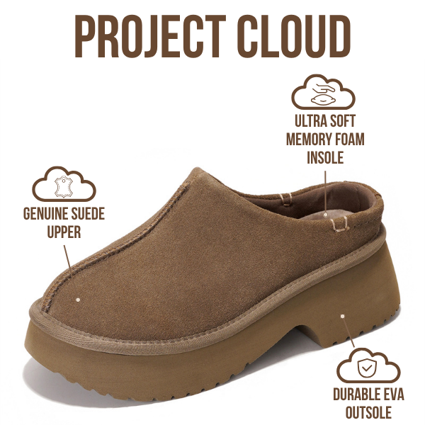 Zuecos de gamuza Johnna de Project Cloud: comodidad de espuma y estilo atemporal. 