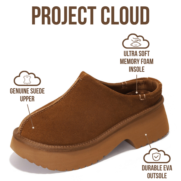 Zuecos de gamuza Johnna de Project Cloud: comodidad de espuma y estilo atemporal. 