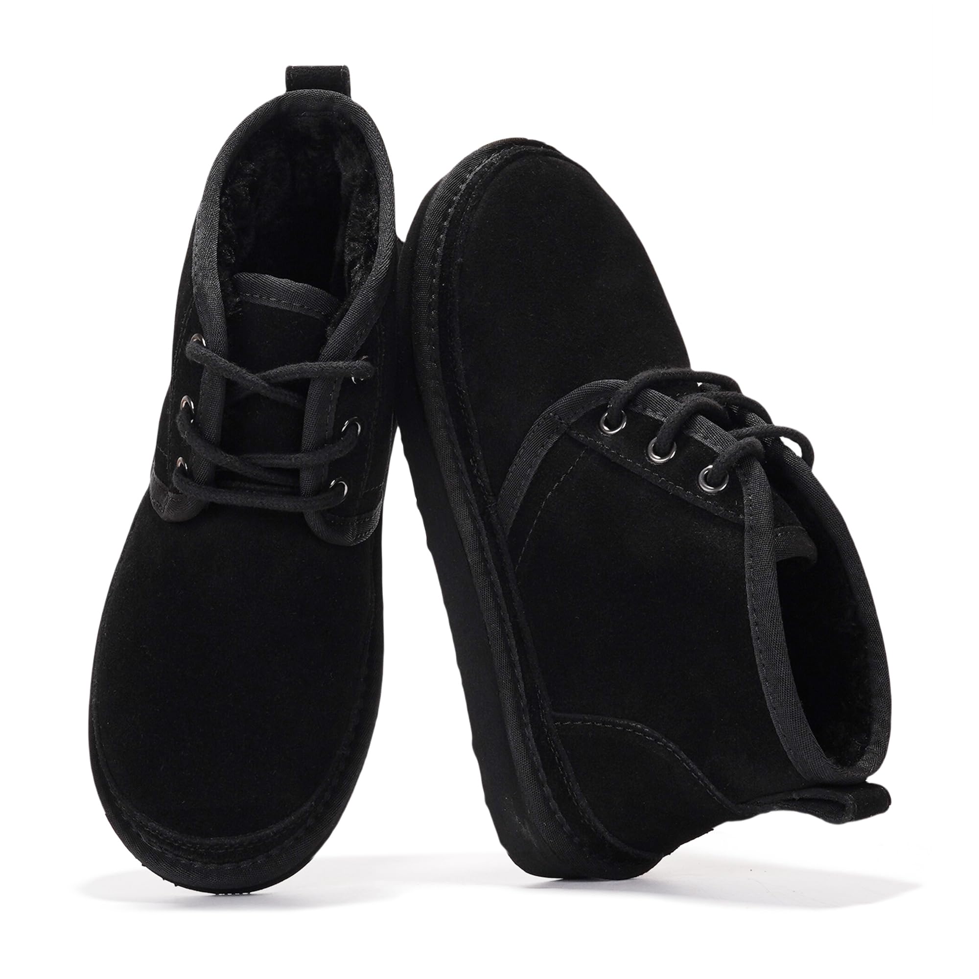 Project Cloud Julee women's black suede ankle boots with fur lining. Winter comfort and style.