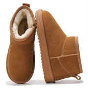 Project Cloud Julia Brown Suede Boots: Genuine leather winter boots with faux fur lining, showcasing comfort and style.