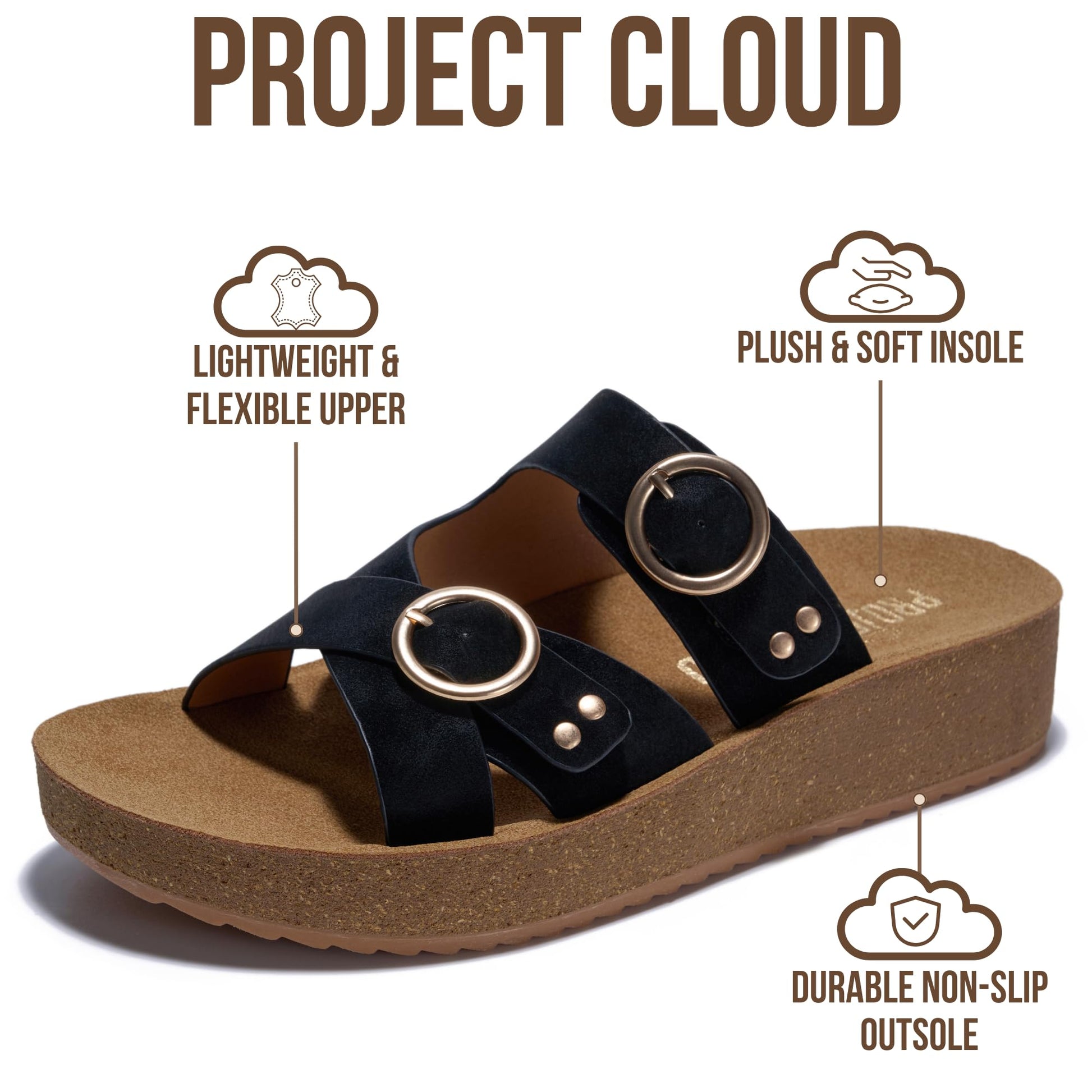 Project Cloud Women's | Eco-Crafted Leather Women's Summer Shoes | Lightweight | Non-Slip - Kristi - Project Cloud - Sandals -Shop Project Cloud premium footwear Now!
