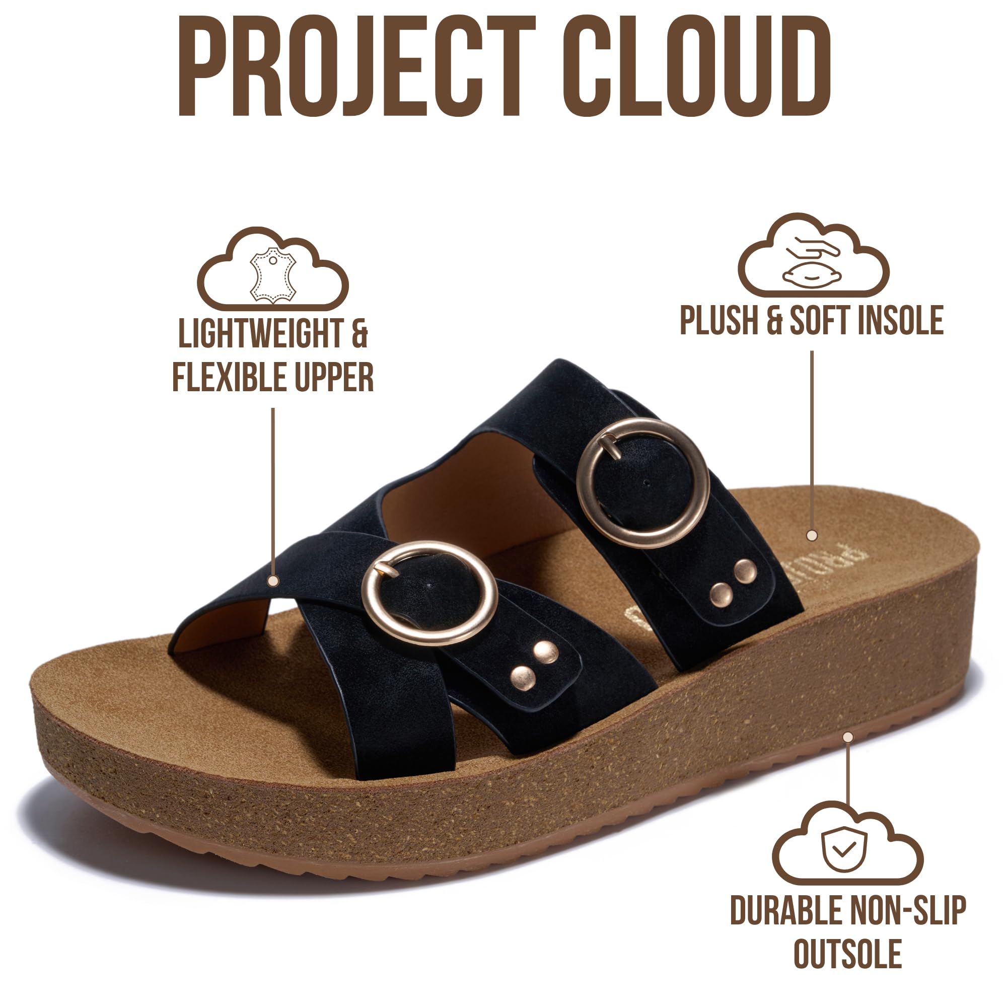 Project Cloud Women's | Eco-Crafted Leather Women's Summer Shoes | Lightweight | Non-Slip - Kristi - Project Cloud - Sandals -Shop Project Cloud premium footwear Now!