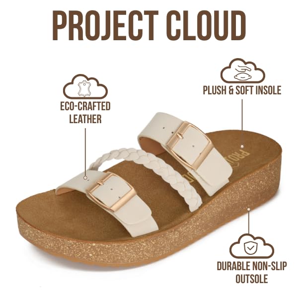 Project Cloud Women's | Eco-Crafted Leather Womens Summer Shoes | Lightweight | Non-Slip - Kreme - Project Cloud - Sandals -Shop Project Cloud premium footwear Now!