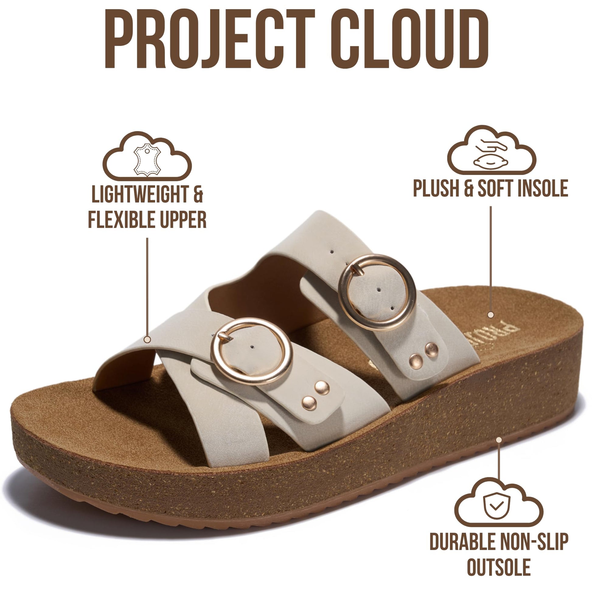 Project Cloud Women's | Eco-Crafted Leather Women's Summer Shoes | Lightweight | Non-Slip - Kristi - Project Cloud - Sandals -Shop Project Cloud premium footwear Now!