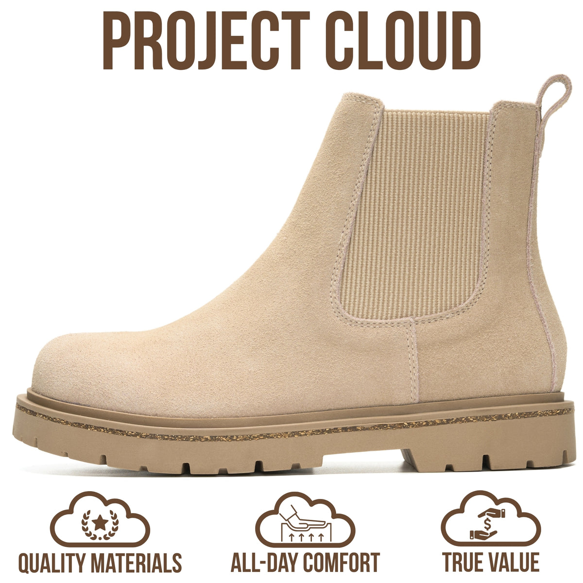 Project Cloud Women's | 100% Genuine Leather Chelsea Boots Women| Memory Foam Insole | Lightweight | Non-Slip - Leah - Project Cloud - Boots -Shop Project Cloud premium footwear Now!