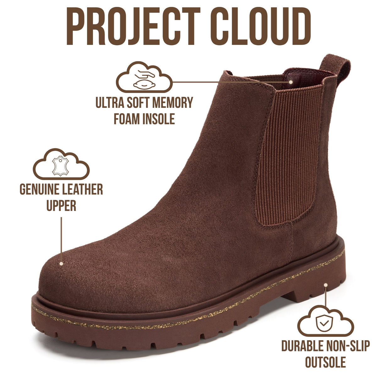 Project Cloud Women's | 100% Genuine Leather Chelsea Boots Women| Memory Foam Insole | Lightweight | Non-Slip - Leah - Project Cloud - Boots -Shop Project Cloud premium footwear Now!