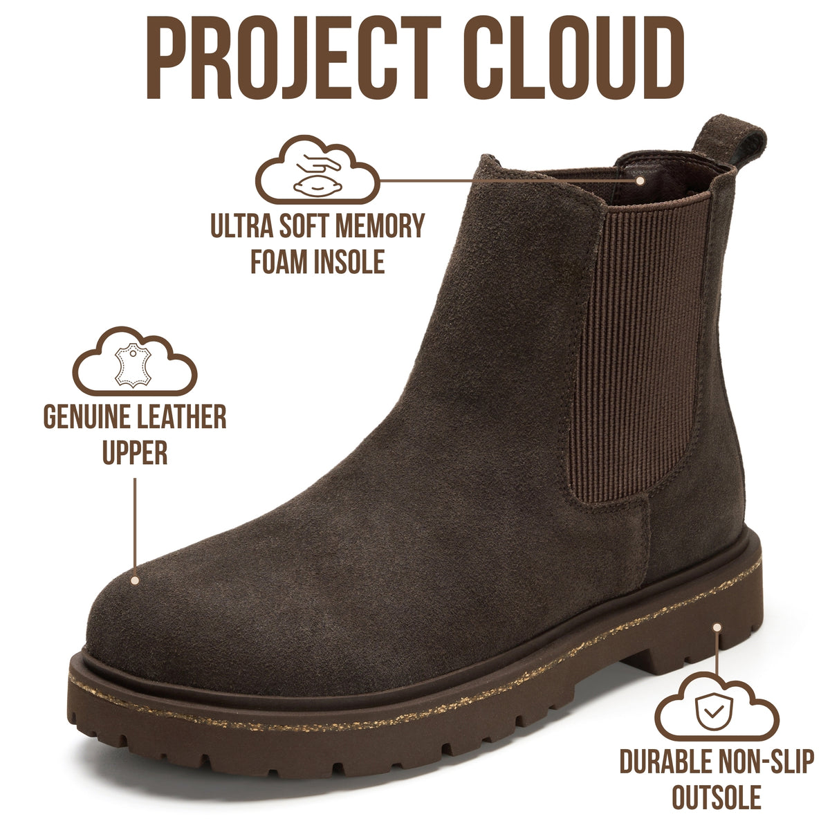 Project Cloud Women's | 100% Genuine Leather Chelsea Boots Women| Memory Foam Insole | Lightweight | Non-Slip - Leah - Project Cloud - Boots -Shop Project Cloud premium footwear Now!