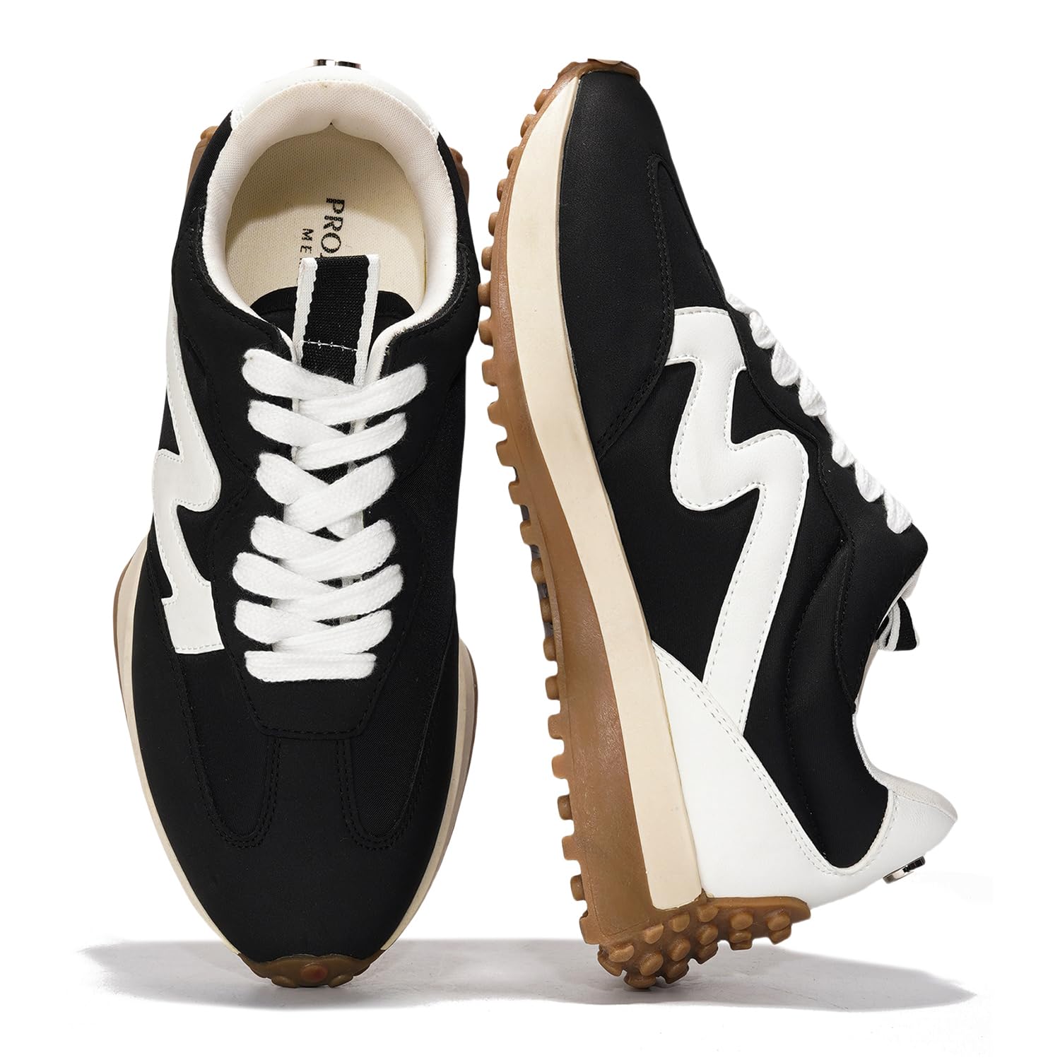 Lecco Women's Sneakers in Black & White. Memory Foam, Non-Slip, Lightweight.