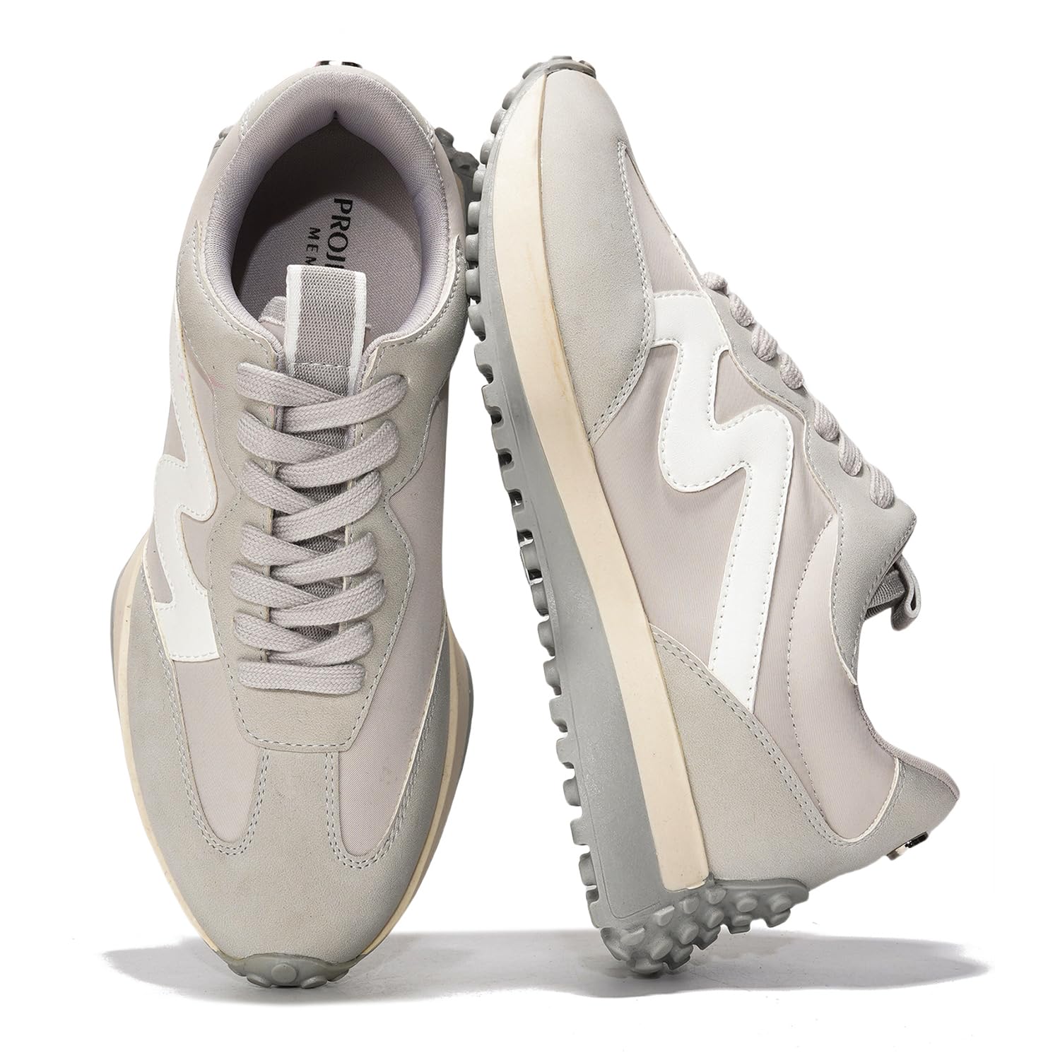 Gray Lennie Women's Sneakers, Memory Foam, Non-slip sole, Lace-up, Comfortable.