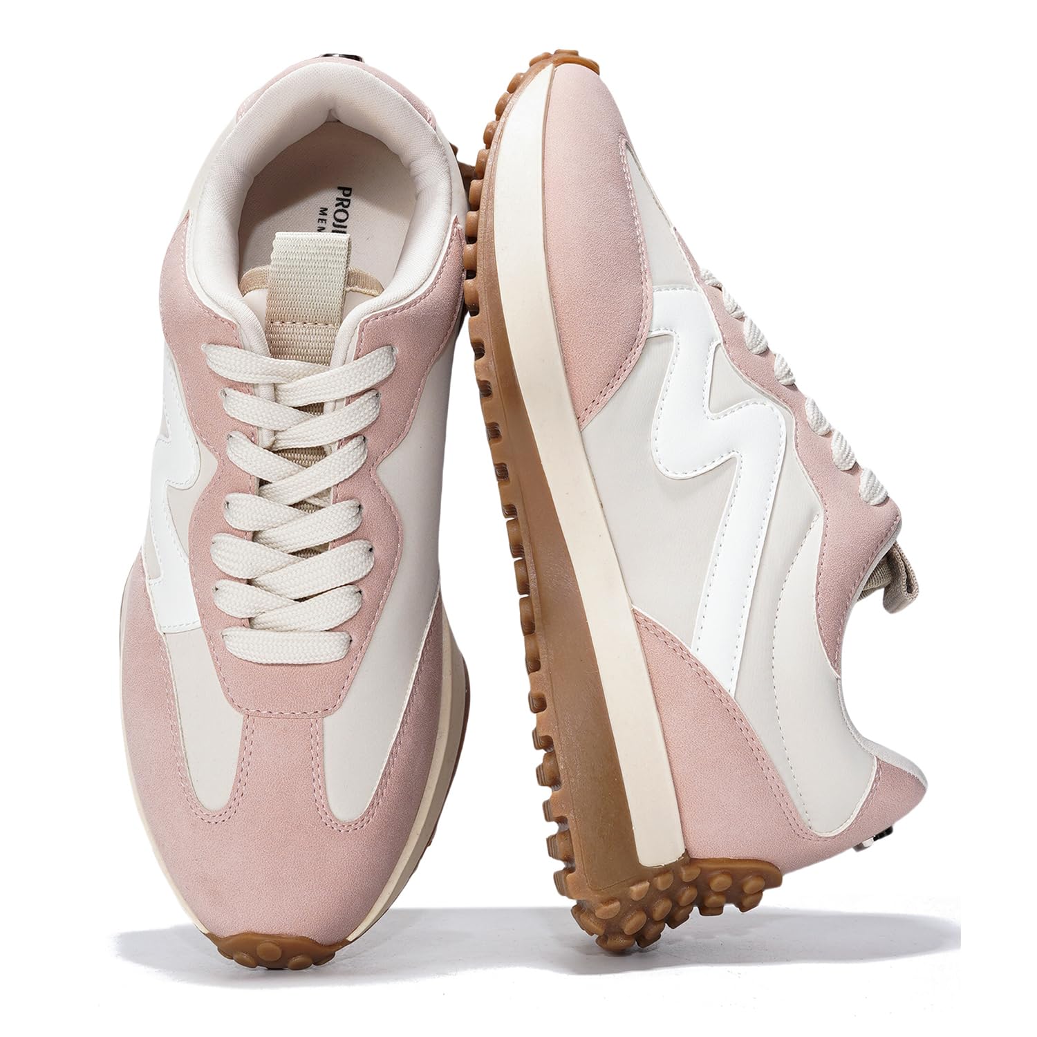 Pink and White Lecco Women's Sneakers. Comfortable, non-slip, memory foam.