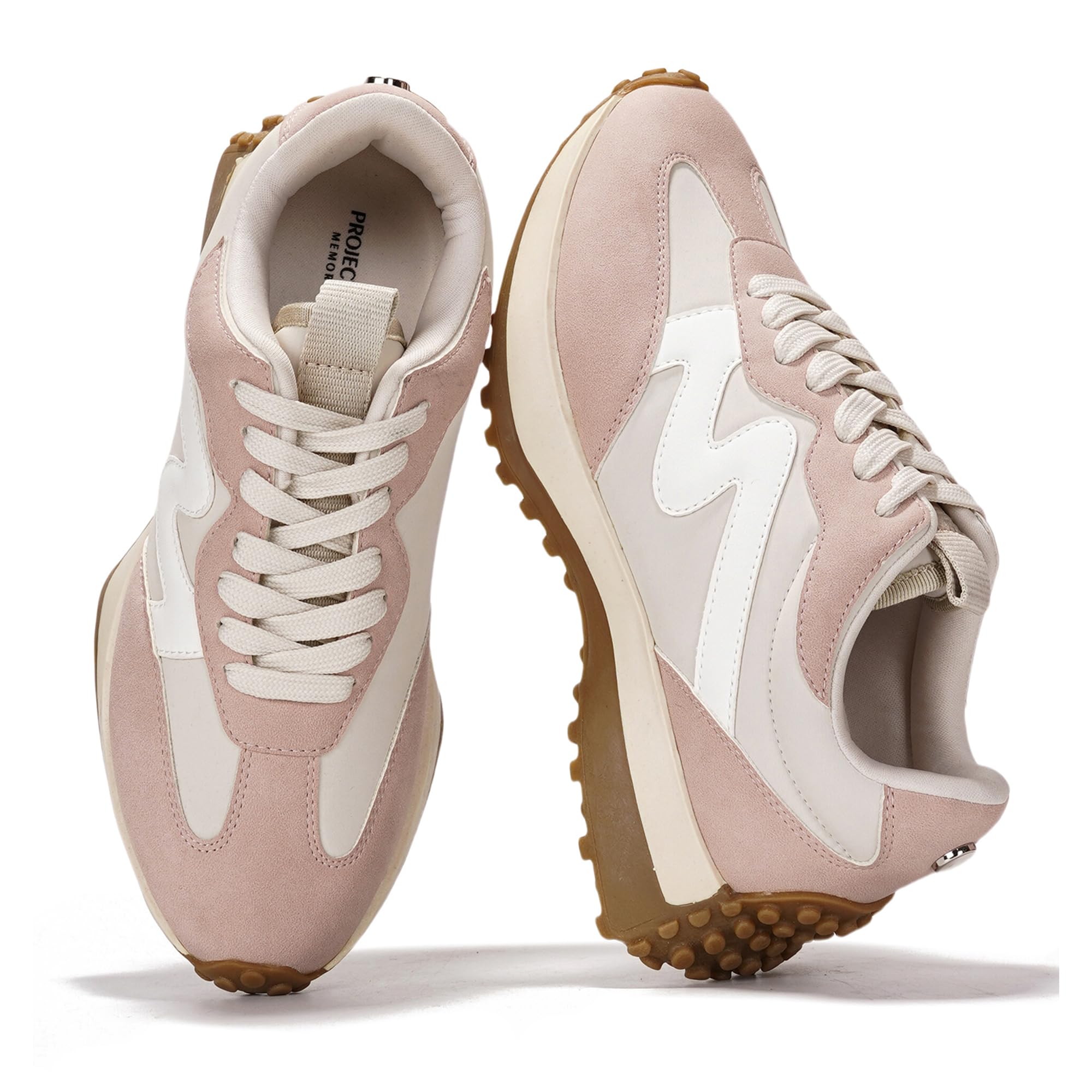 Pink and White Lecco Women's Sneakers. Comfortable, non-slip, memory foam.