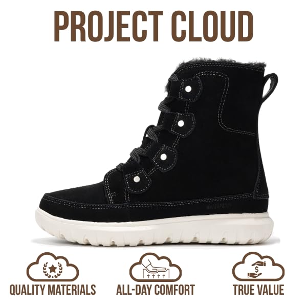 Project Cloud Women's | Snow Boots for Women | Genuine Suede | Memory Foam | Lightweight | Non-Slip - Leonora