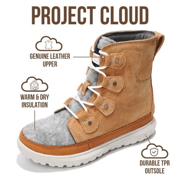 Project Cloud Women's | Snow Boots for Women | Genuine Suede | Memory Foam | Lightweight | Non-Slip - Leonora