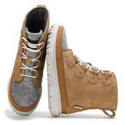 Leonora Snow Boots by Project Cloud in tan suede. Waterproof warm & non-slip, featuring memory foam for comfort.
