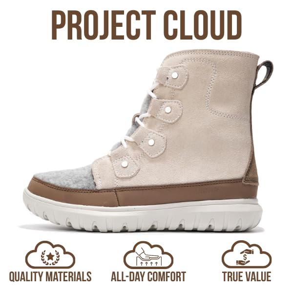 Project Cloud Women's | Snow Boots for Women | Genuine Suede | Memory Foam | Lightweight | Non-Slip - Leonora