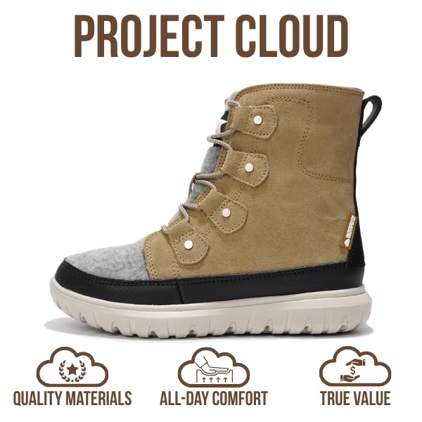 Project Cloud Women's | Snow Boots for Women | Genuine Suede | Memory Foam | Lightweight | Non-Slip - Leonora