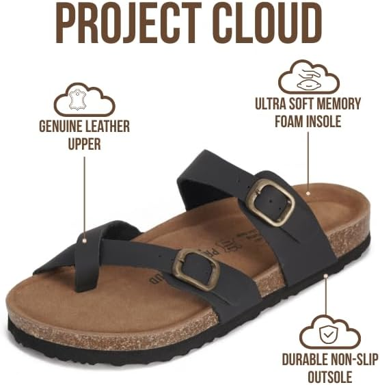 Project Cloud Women's | Genuine Leather Sandals | Memory Foam | Lightweight | Non-Slip - Lian - Project Cloud - Sandals -Shop Project Cloud premium footwear Now!