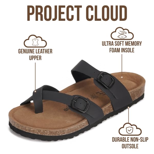 Project Cloud Women's | Genuine Leather Sandals | Memory Foam | Lightweight | Non-Slip - Lian - Project Cloud - Sandals -Shop Project Cloud premium footwear Now!