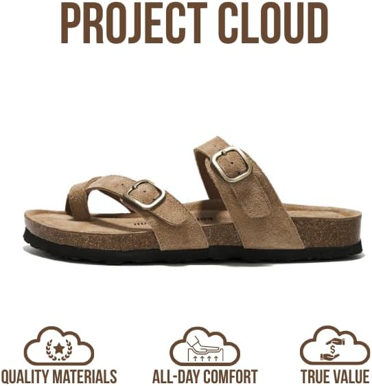 Project Cloud Women's | Genuine Leather Sandals | Memory Foam | Lightweight | Non-Slip - Lian - Project Cloud - Sandals -Shop Project Cloud premium footwear Now!