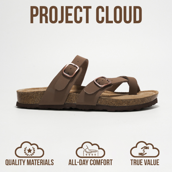 Project Cloud | "Lian" Genuine Leather Womens Sandals | Memory Foam | Lightweight | Non-Slip