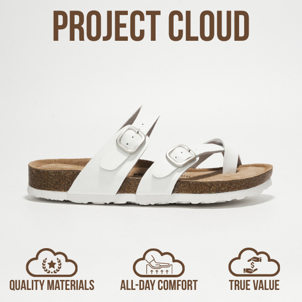 Project Cloud | "Lian" Genuine Leather Womens Sandals | Memory Foam | Lightweight | Non-Slip