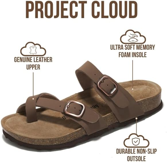 Project Cloud Women's | Genuine Leather Sandals | Memory Foam | Lightweight | Non-Slip - Lian - Project Cloud - Sandals -Shop Project Cloud premium footwear Now!