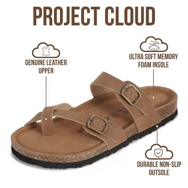 Project Cloud Women's | Genuine Leather Sandals | Memory Foam | Lightweight | Non-Slip - Lian - Project Cloud - Sandals -Shop Project Cloud premium footwear Now!