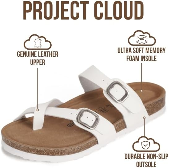 Project Cloud Women's | Genuine Leather Sandals | Memory Foam | Lightweight | Non-Slip - Lian - Project Cloud - Sandals -Shop Project Cloud premium footwear Now!